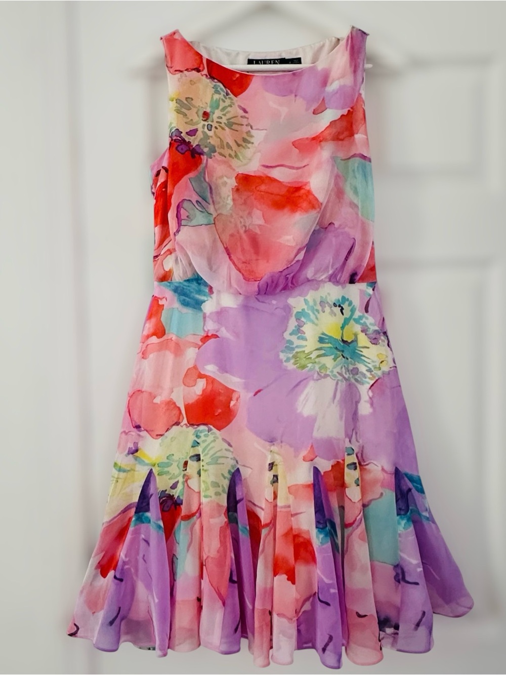 Lauren Ralph Lauren Watercolor Floral Fit Flare Dress Size 2, Romantic Occasion